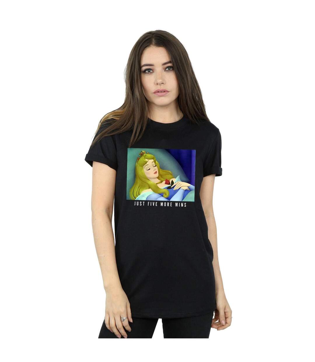 Disney Princess - T-shirt SLEEPING BEAUTY FIVE MORE MINUTES - Femme (Noir) - UTBI51881-2