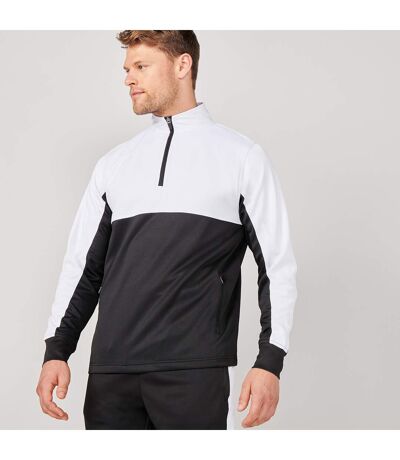 Finden & Hales Mens Quarter Zip Track Top (Black/White) - UTRW8323