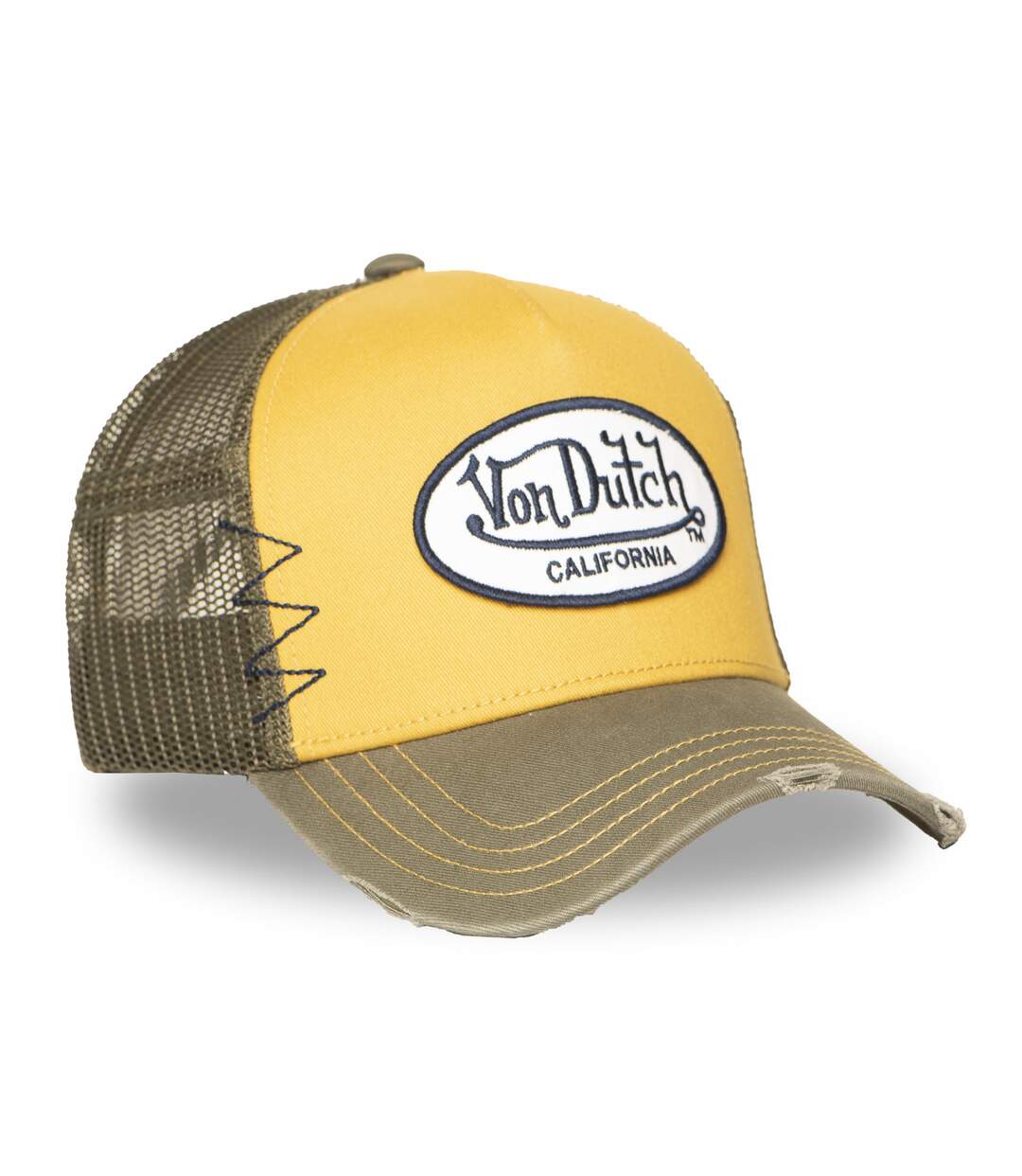 Casquette trucker avec filet effet usé et patch brodé Used Vondutch-4