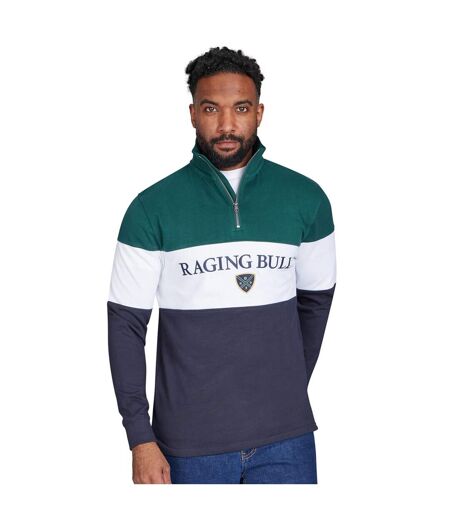 Mens cut & sew quarter zip pullover navy Raging Bull