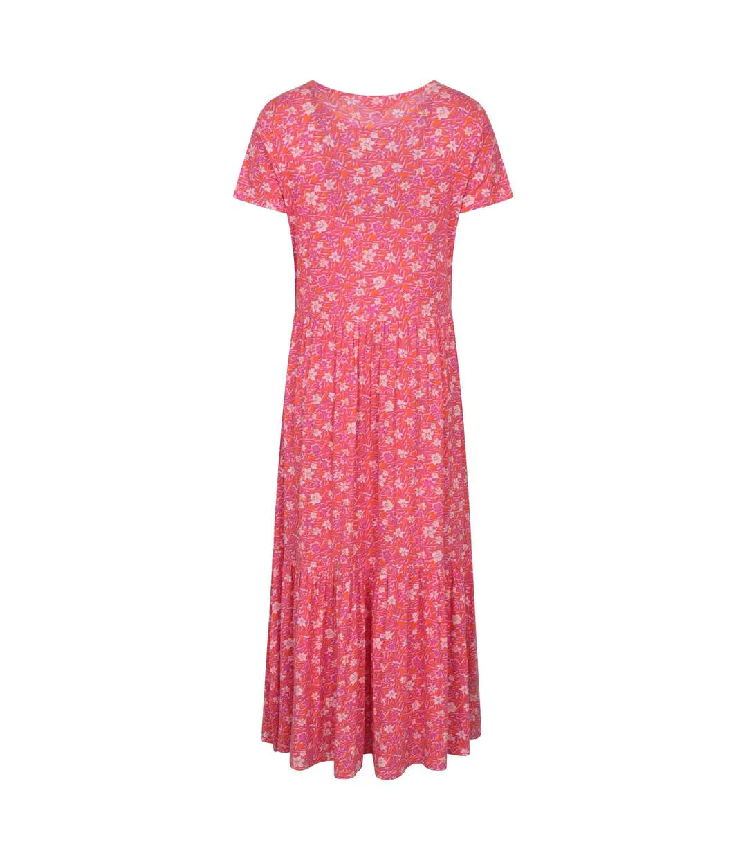 Womens/ladies Sardinia Floral Tiered Dress Bright Pink Mountain Warehouse-2