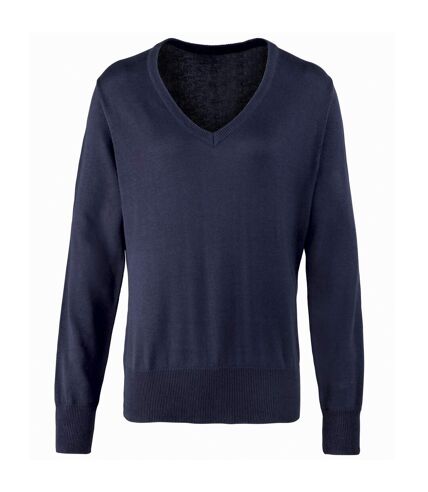Premier Womens/Ladies V-Neck Knitted Sweater / Top (Navy) - UTRW1132