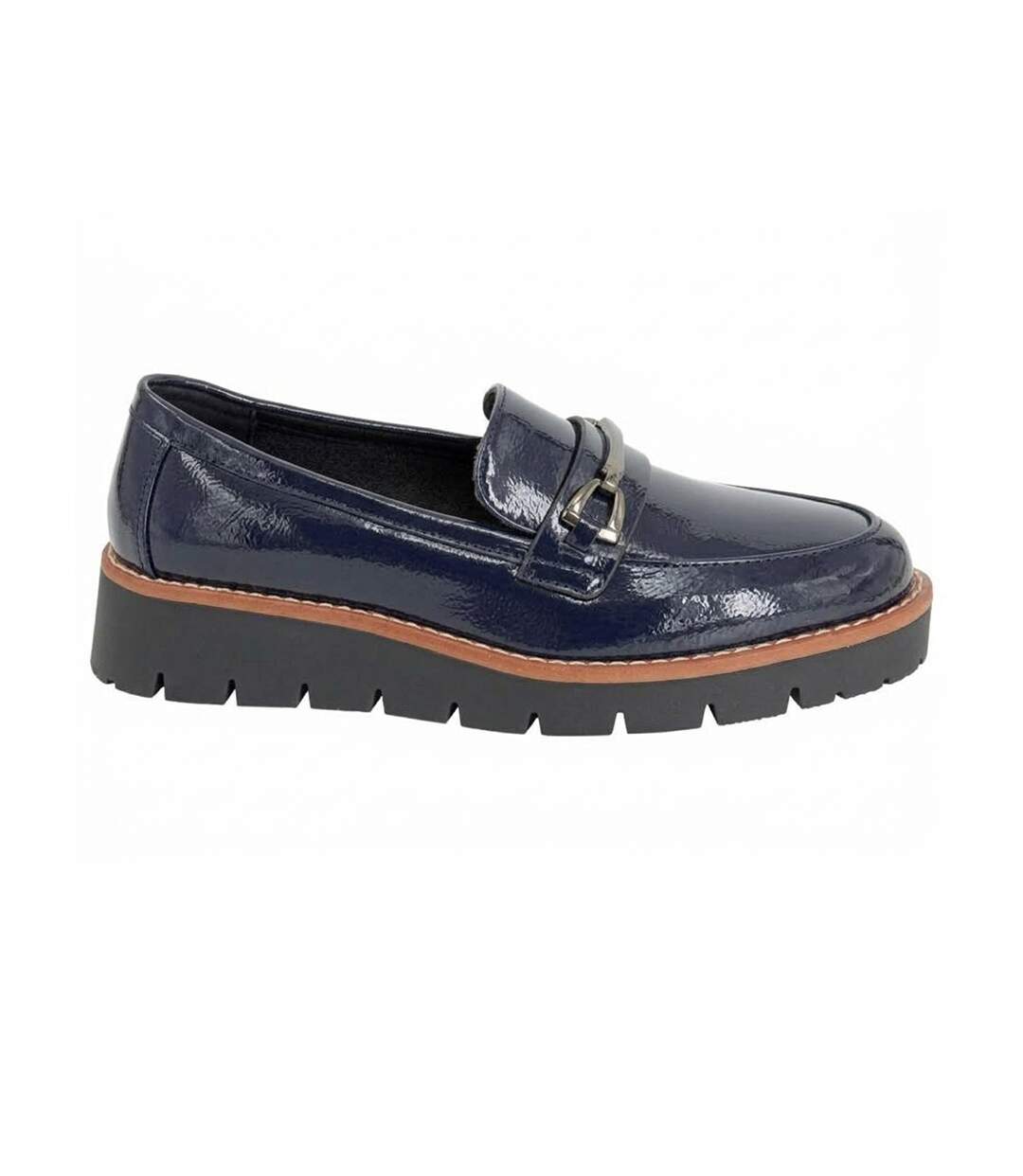 Womens/ladies Miranda Saddle Trim Court Shoes Navy Cipriata-1