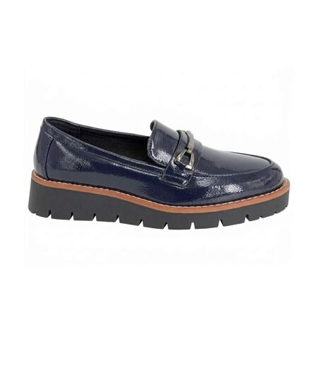 Womens/ladies Miranda Saddle Trim Court Shoes Navy Cipriata