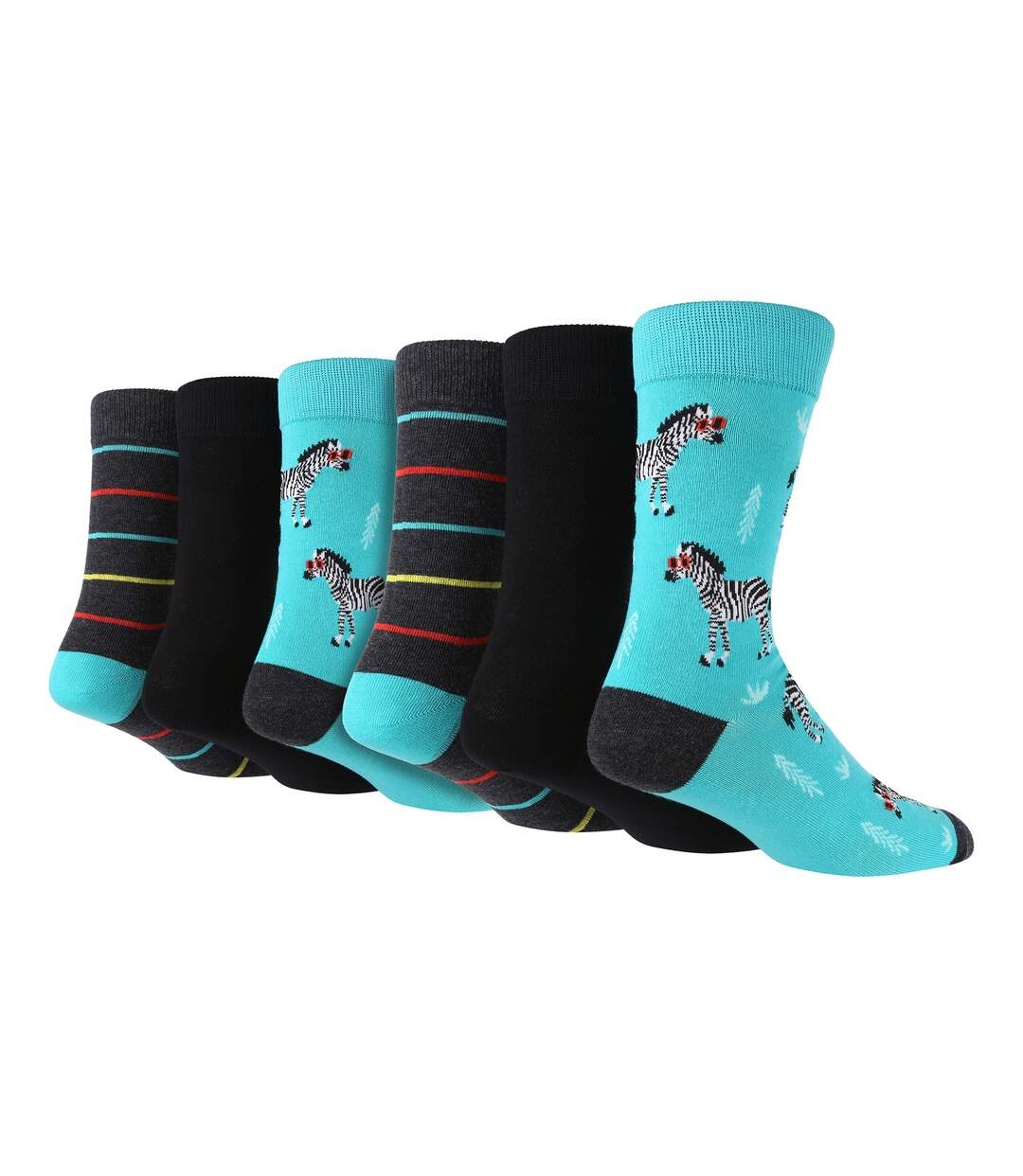 Wildfeet - 6 Paires Homme Chaussettes Noel Rayures Coton Fantaisie