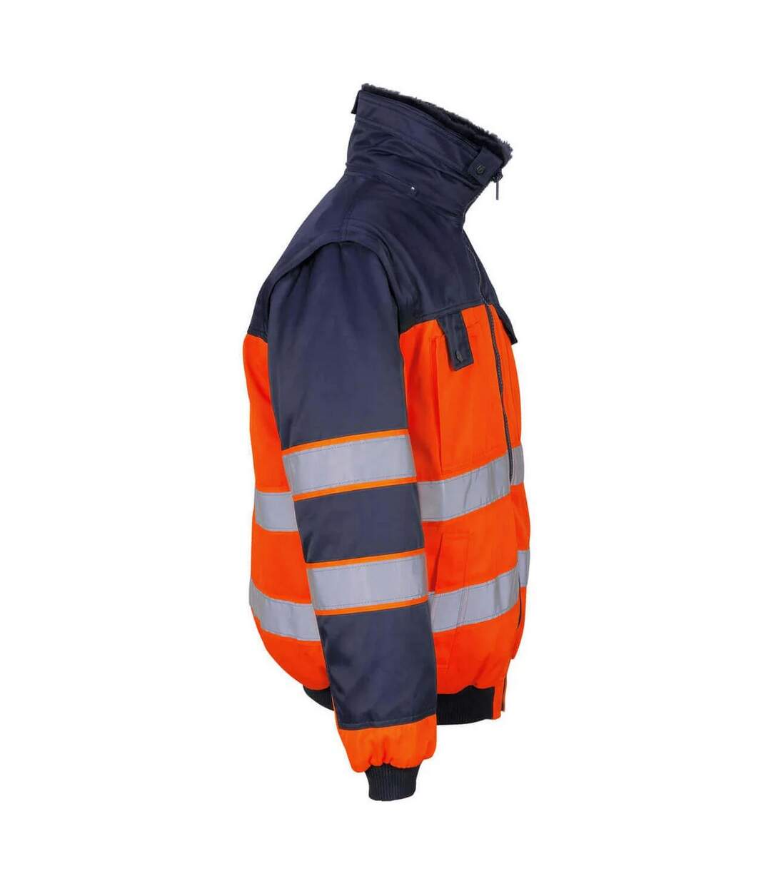 Blouson Pilote Safe Image Livigno Homme Orange Fluo Bleu Marine Mascot-3