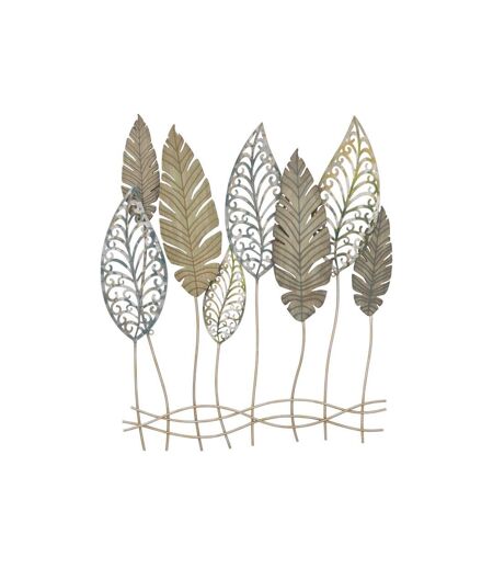 Déco Murale en Métal Foglie 87cm Argent & Or