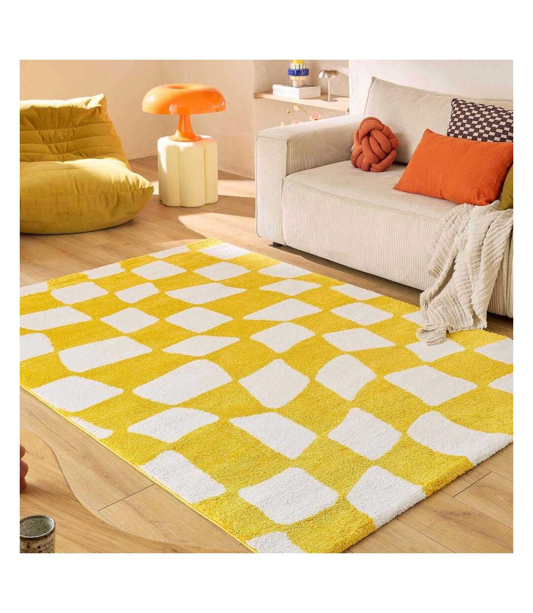 Tapis intérieur à poils longs Swing 383 jaune 200 x 280 cm