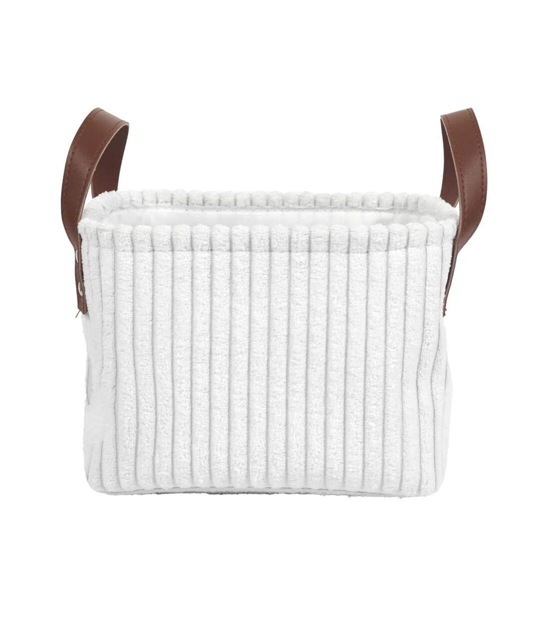 Lot de 3 Paniers de Rangement Velours Côtelé 36cm Blanc-5