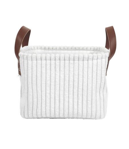 Lot de 3 Paniers de Rangement Velours Côtelé 36cm Blanc