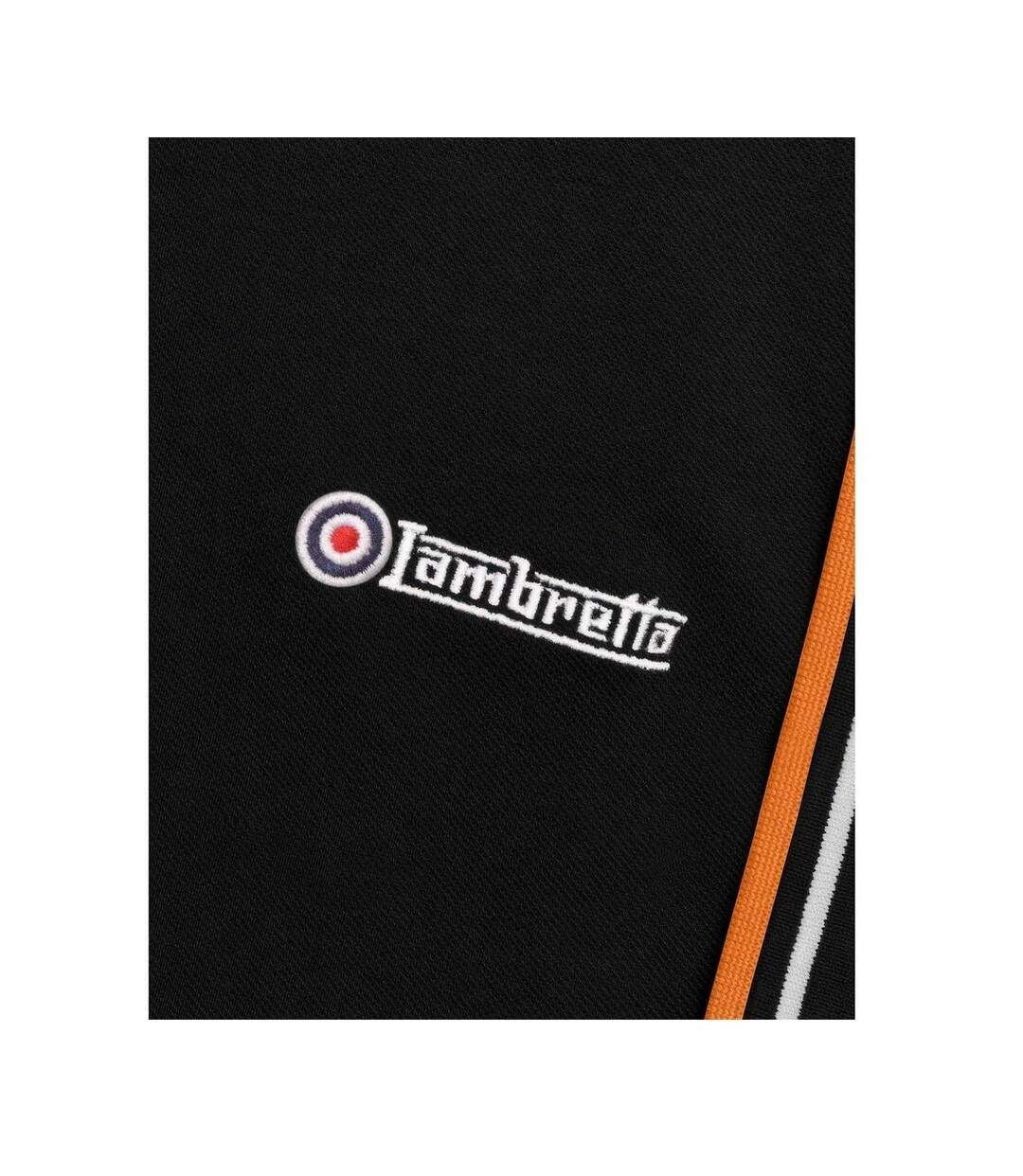Polo Motif/style Rayure Contrastée Sur Bord Homme Noir Blanc Lambretta-4