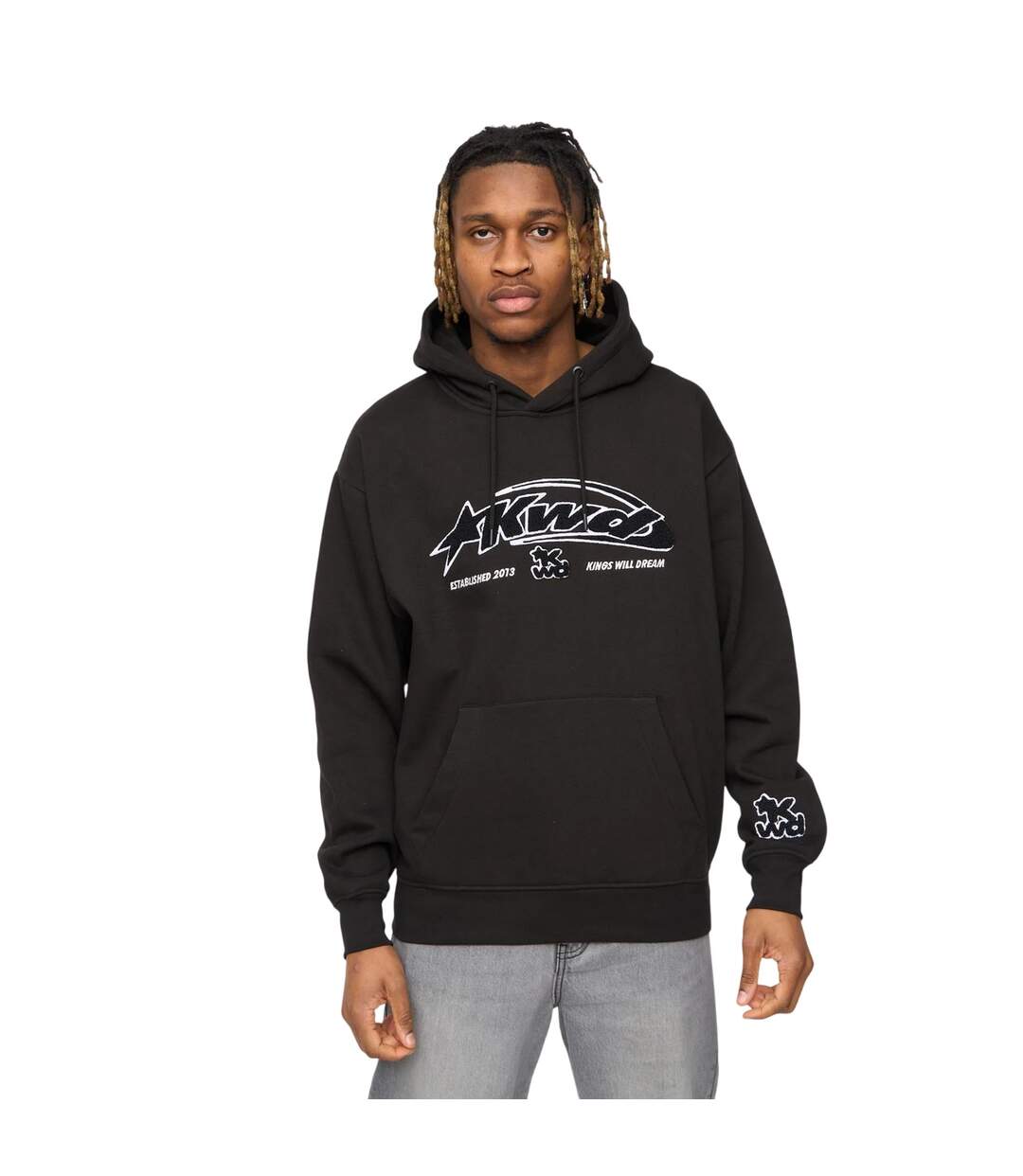 Mens Dashed Hoodie Black Kings Will Dream-2