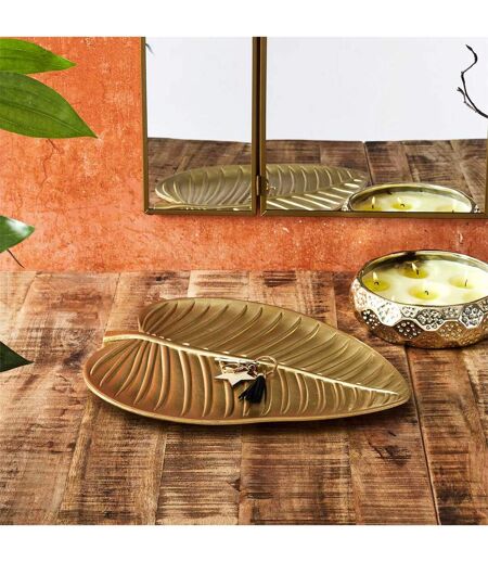 Vide-Poche Design Feuille 37cm Or