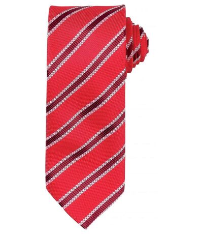 Cravate rayée - PR783 - rouge et rouge bordeau