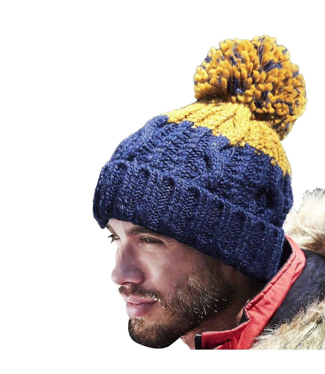 Beechfield Apres Beanie (Oxford Navy/Fire Red) - UTPC3947-2