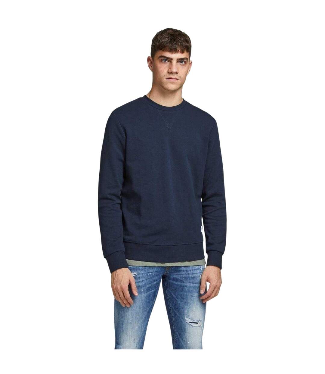 Mens Basic Sweatshirt Navy Blazer Jack And Jones-1