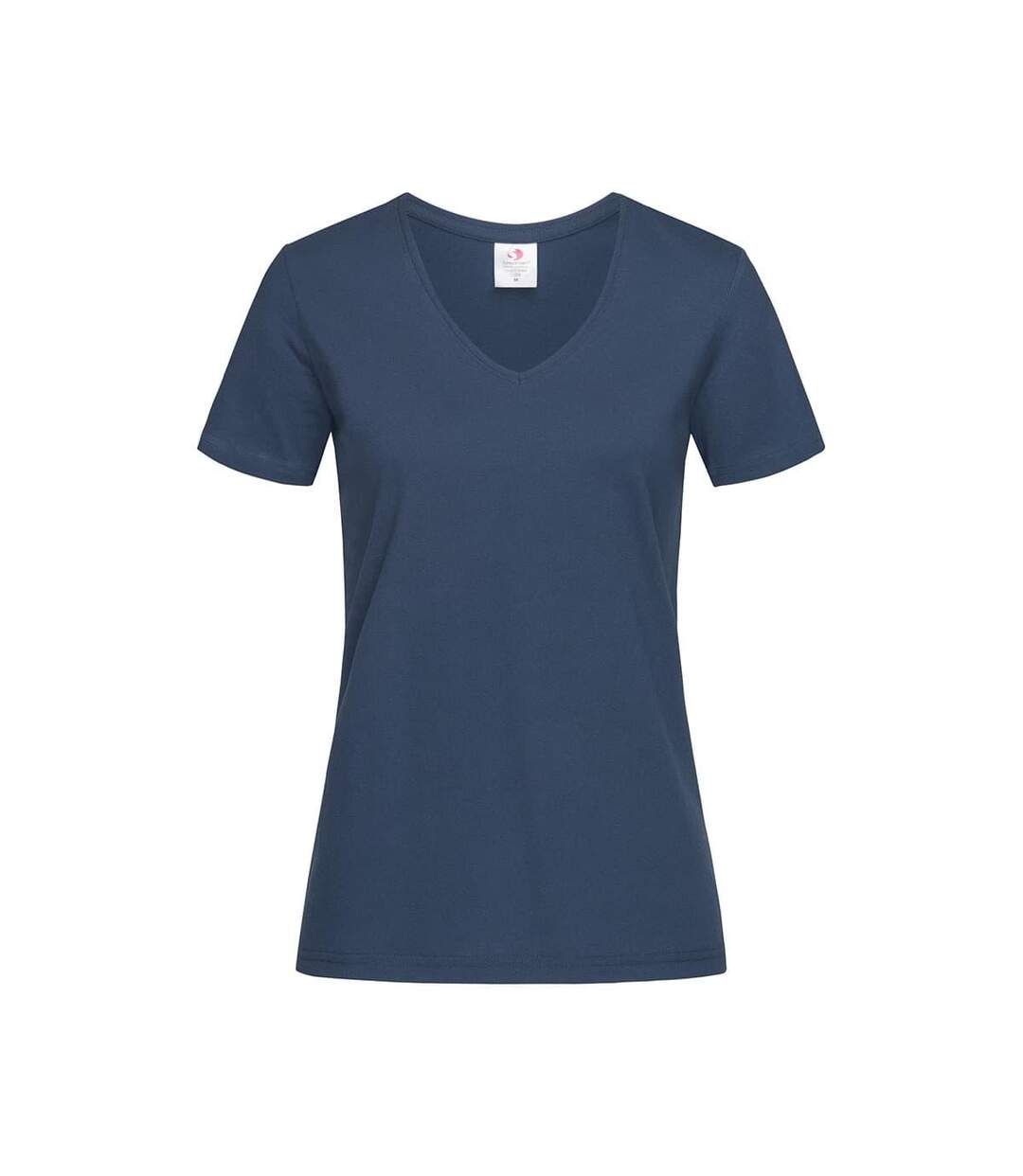 T-shirt Col V Femme Bleu Marine Stedman-2