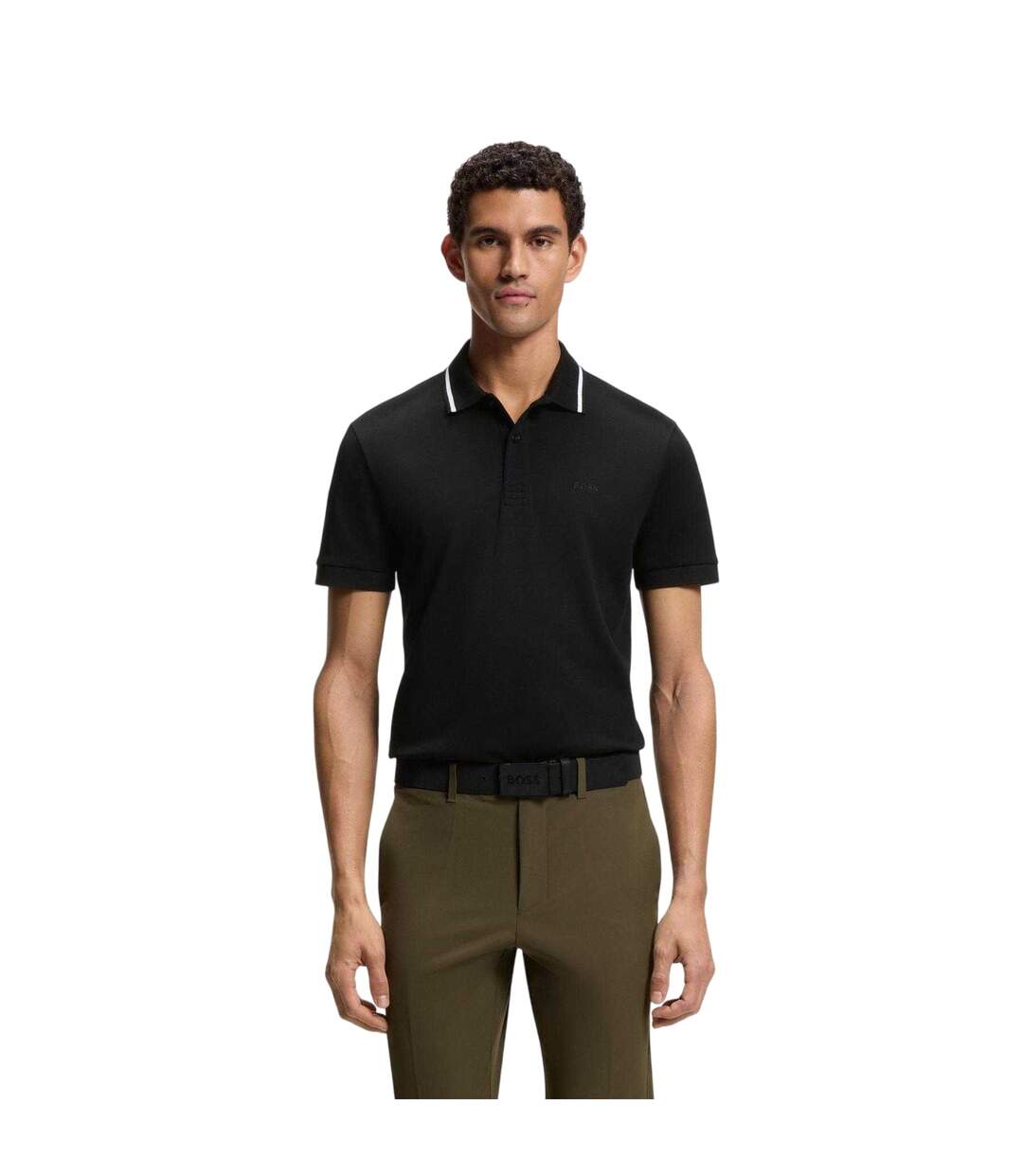 Mens Join Paddy Embroidered Logo Regular Polo Shirt Black Boss-4