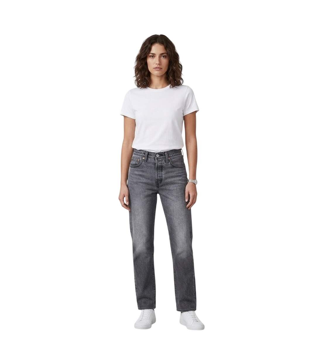Womens/ladies 501 5 Pockets Straight Leg Jeans Porcini Haze Levis-1