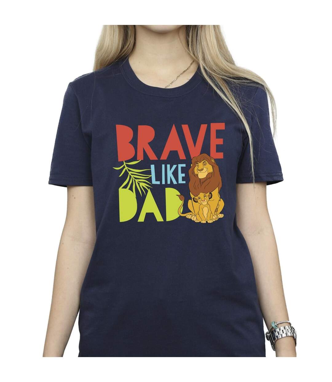 Disney Womens/Ladies The Lion King Brave Like Dad Cotton Boyfriend T-Shirt (Bleu marine) - UTBI29570-3