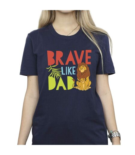 Disney Womens/Ladies The Lion King Brave Like Dad Cotton Boyfriend T-Shirt (Bleu marine) - UTBI29570