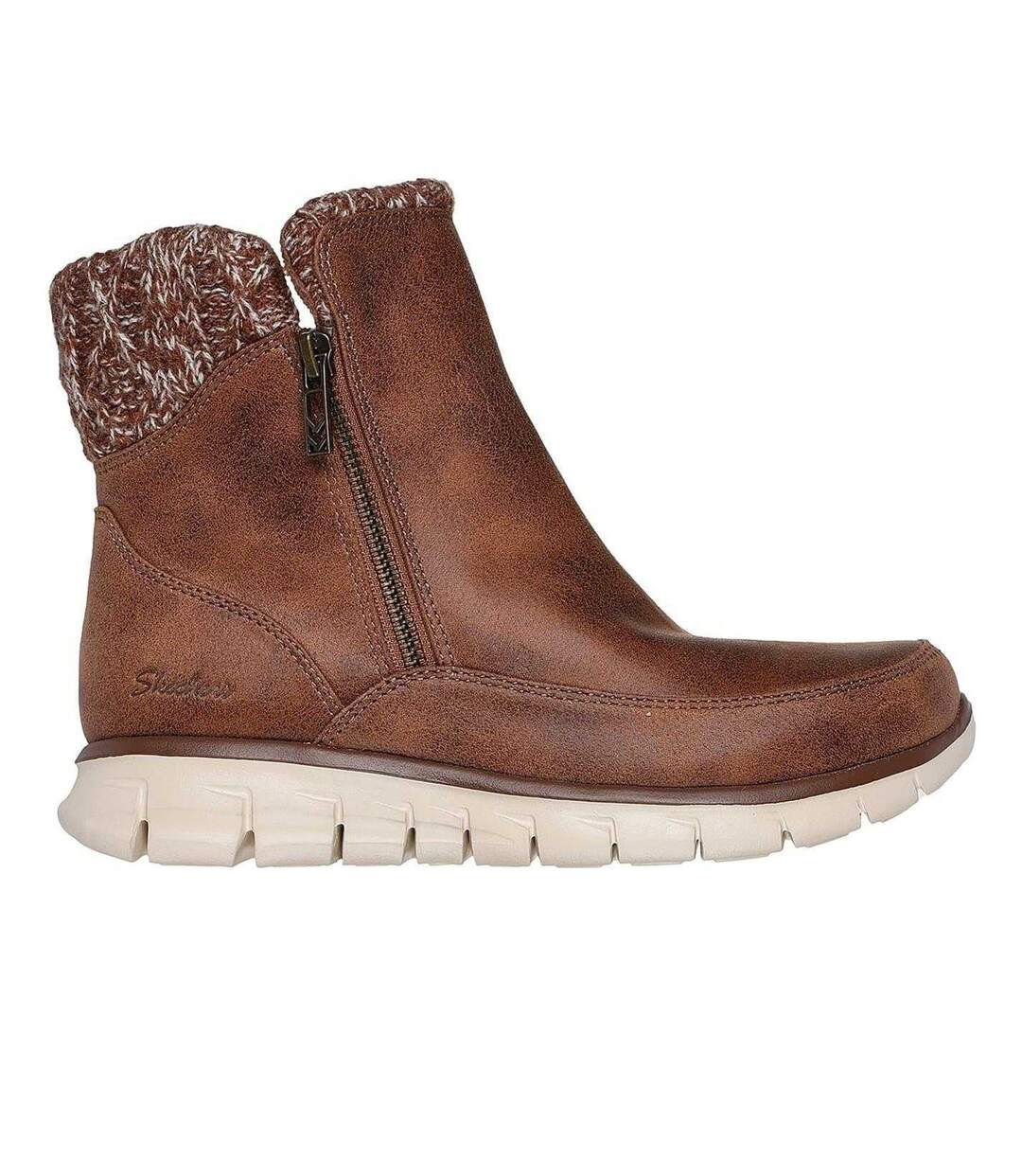 Womens/ladies Synergy Lovely Collab Vegan Leather Ankle Boots Brown Skechers-1
