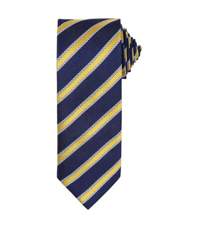 Premier Mens Stripe Waffle Tie (Navy/Gold) (One Size)