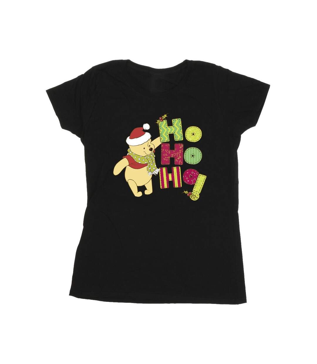 Disney T-shirt en coton Winnie The Pooh Ho Ho Ho Ho pour femmes/femmes (Noir) - UTBI44901-1