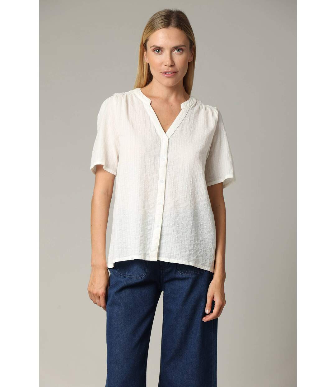Blouse COLEEN 100% coton à la coupe ample teinte unie COLEEN-1
