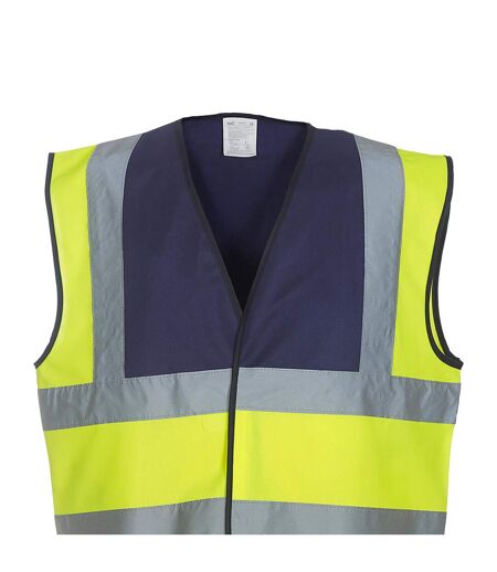 Gilet haute visibilité fluo band + brace adulte jaune fluo / bleu marine Yoko