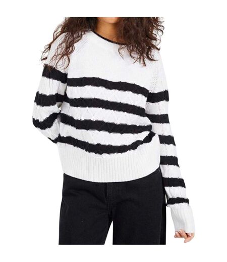 Pull Motif/style À Rayures Femme Blanc Cassé Noir Brave Soul