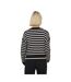 Womens/ladies Stripe Cotton Crew Neck Jumper Black Ivory Brave Soul-2