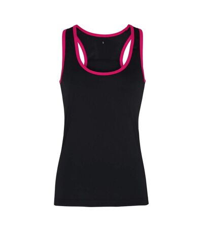 Tri Dri Womens/Ladies Panelled Fitness Tank Top (Black / Hot Pink)