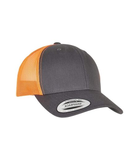 Casquette Trucker Retro Adulte Charbon Orange Néon Flexfit