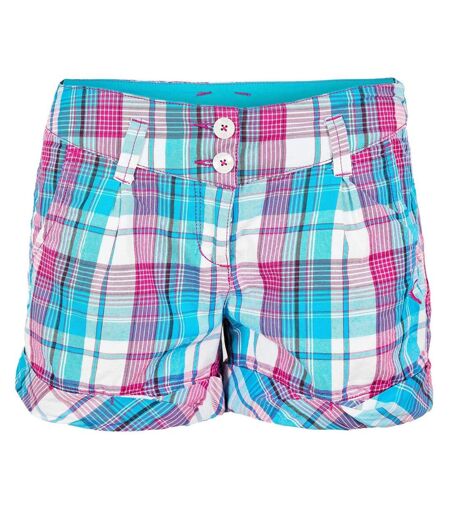 Womens/ladies Cotton Plaid Shorts Blue Puma