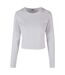 Build Your Brand Womens/Ladies Long-Sleeved Crop Top (White)