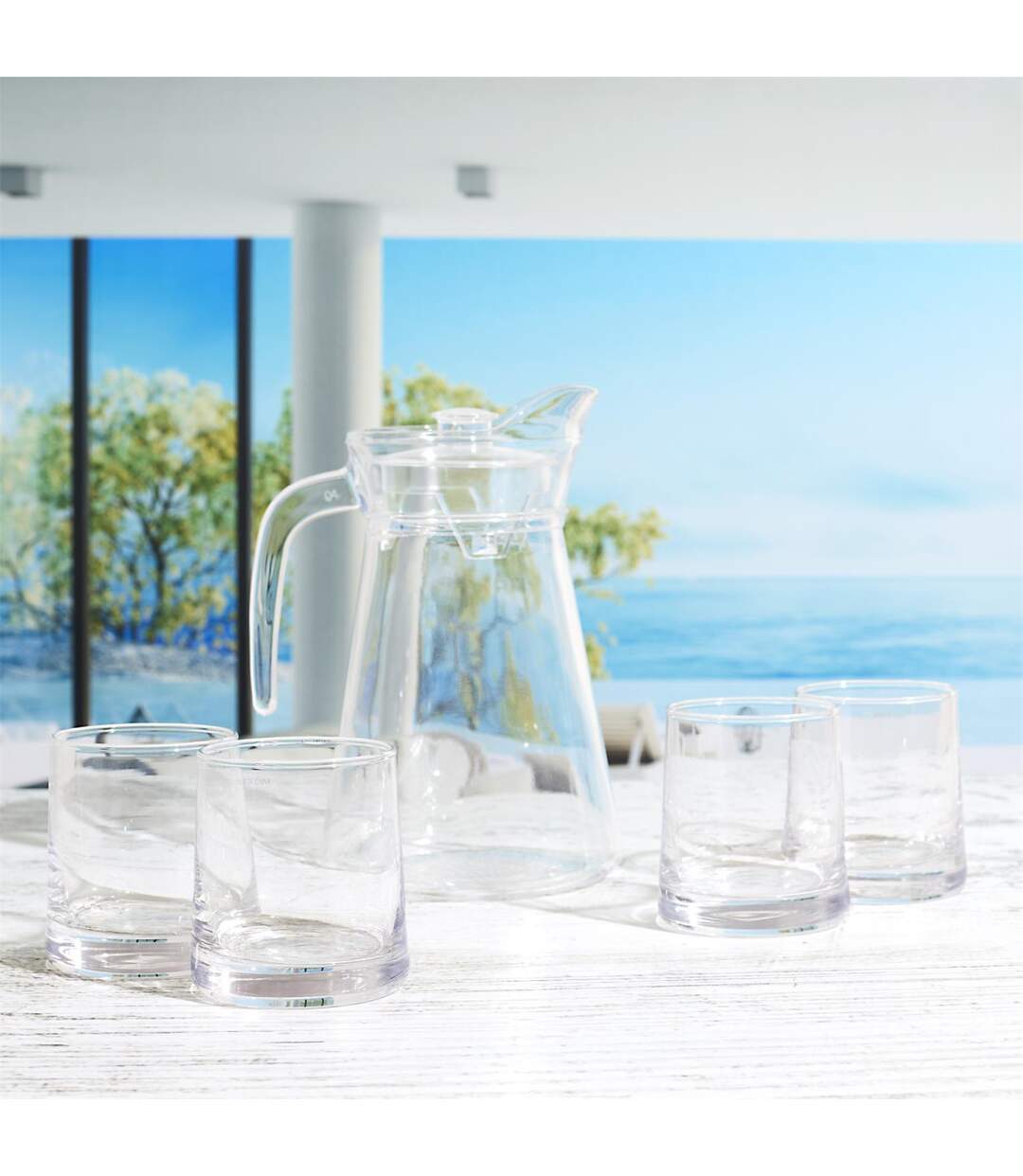 Carafe & 4 Verres Dolce Vita 1,5L Transparent-5