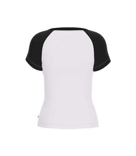 T-shirt Manches Raglan Motif/style Logo Courbé Femme Blanc Guess