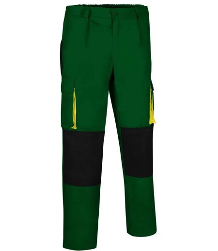 Pantalon de travail multipoches - Homme - DARKO - vert bouteille - noir et jaune
