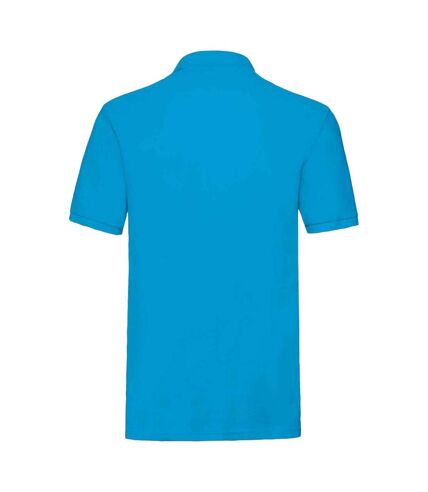 Mens premium cotton pique polo shirt azure Fruit of the Loom