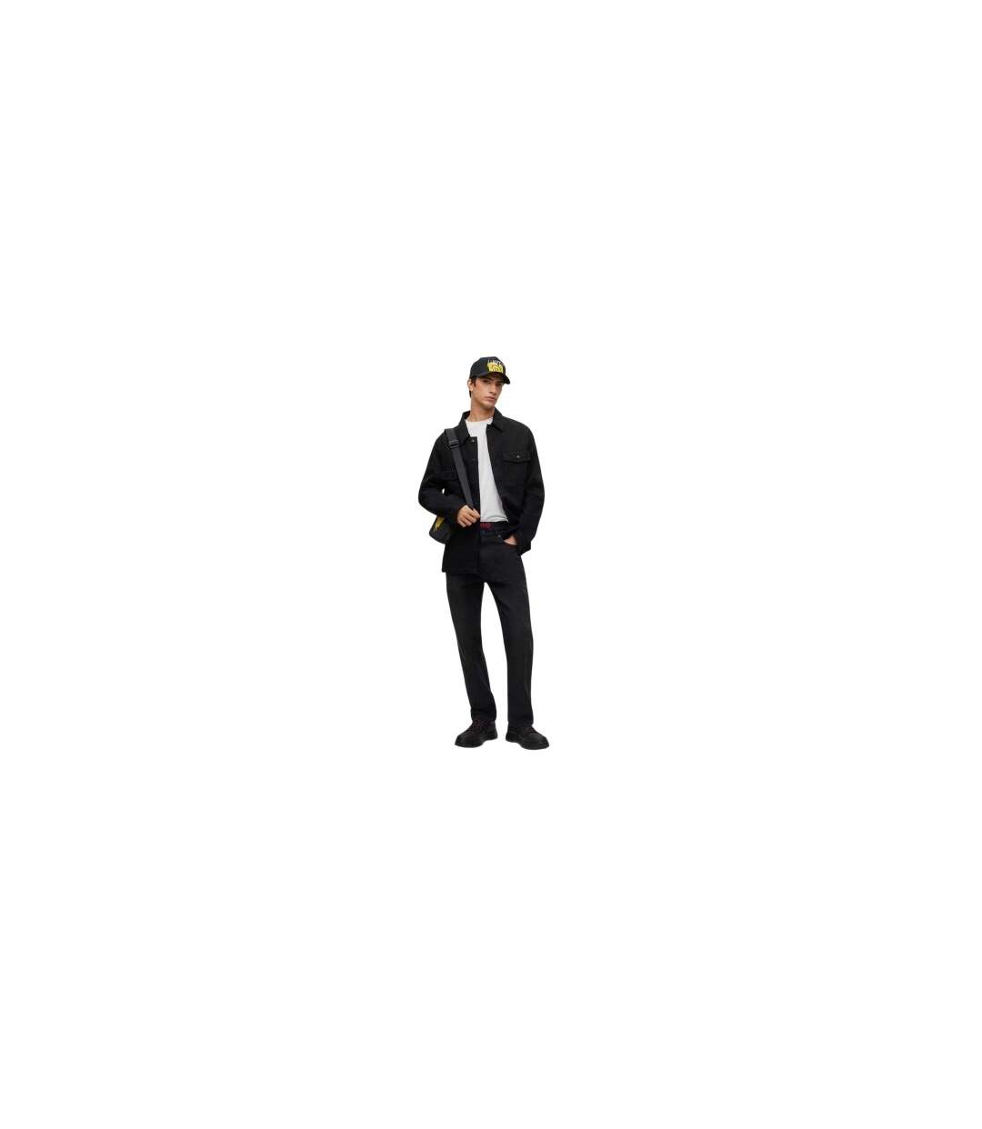Mens Graffiti Face 5 Pockets Slim Jeans Black Hugo-1
