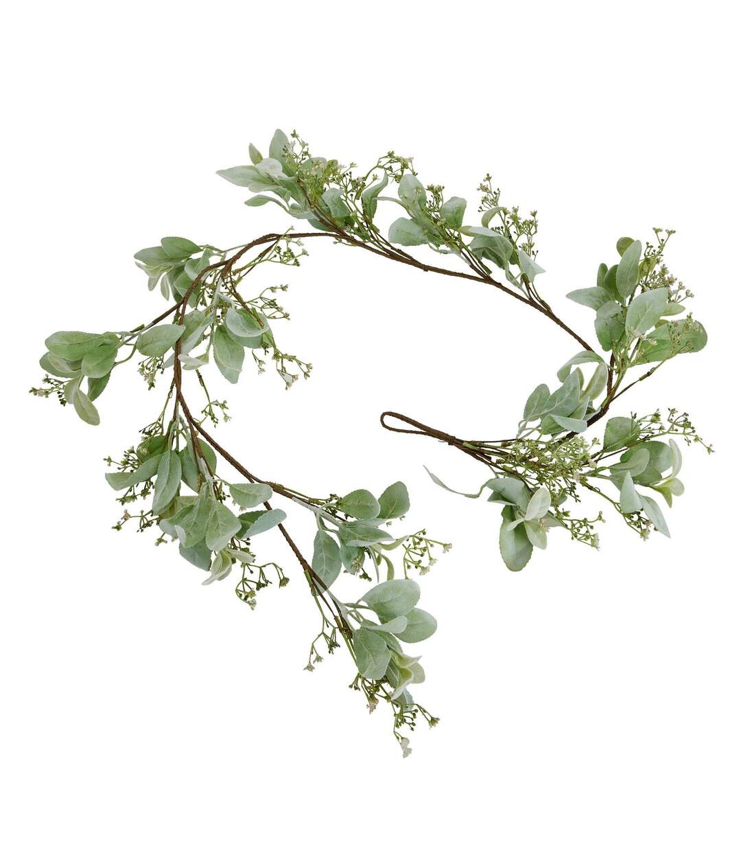 Lambs ear & wax flower artificial garland one size green Hill Interiors-1
