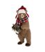 Statue Ours de Noël Bonnet 75cm Marron-1