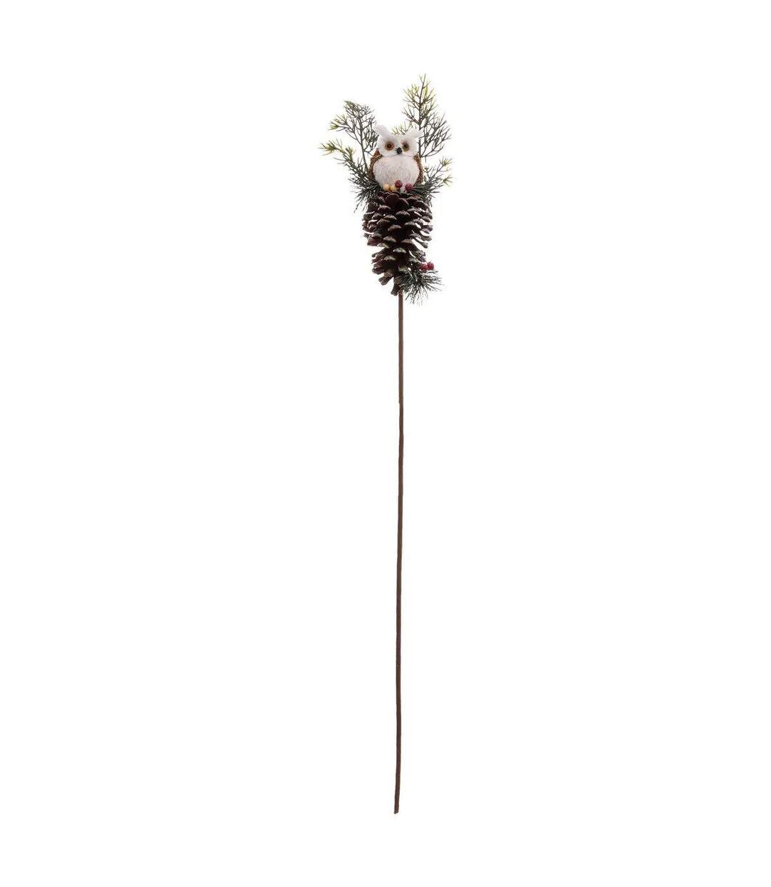 Branche Tige Déco de Noël Hibou 75cm Marron-2