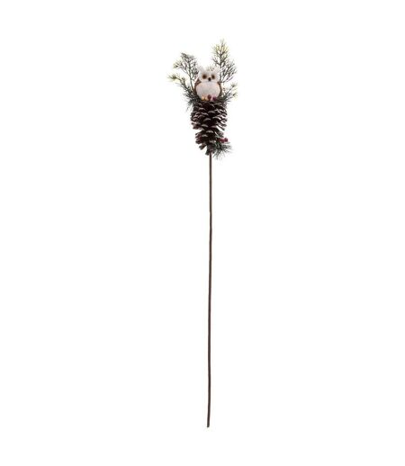 Branche Tige Déco de Noël Hibou 75cm Marron