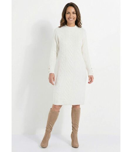 Robe-pull courte tricot uni col rond