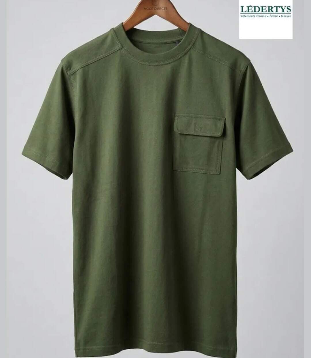 Tee-shirt Chasse LY0600 Homme Ledertys avec Renforts Épaules Kaki-2