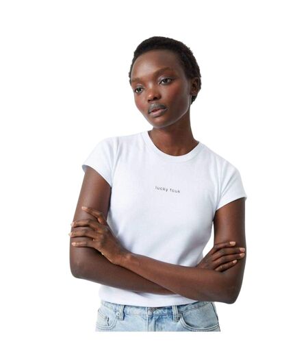 Womens/ladies Logo Cropped Slim T-shirt White FCUK