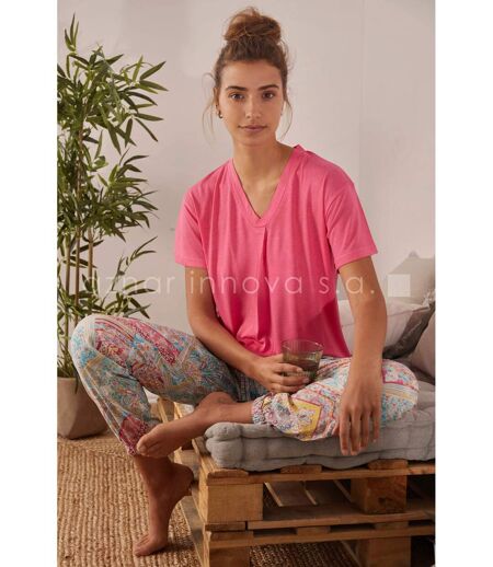 Pyjama pantalon t-shirt Colored Diamonds rose Admas