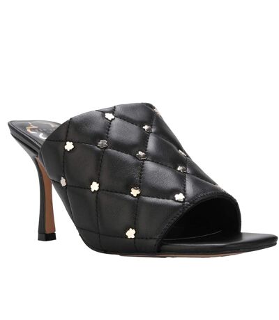 Womens/ladies Majji Leather Heeled Mule Slippers Black Ted Baker